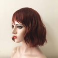thumbnail image 3 of Nevermindyrhead Short Wavy Bob Wig with Fringe Bangs, Short Auburn Dark Red Wigs for Women, Heat Resistant Wigs for Daily, Party, 3 of 8