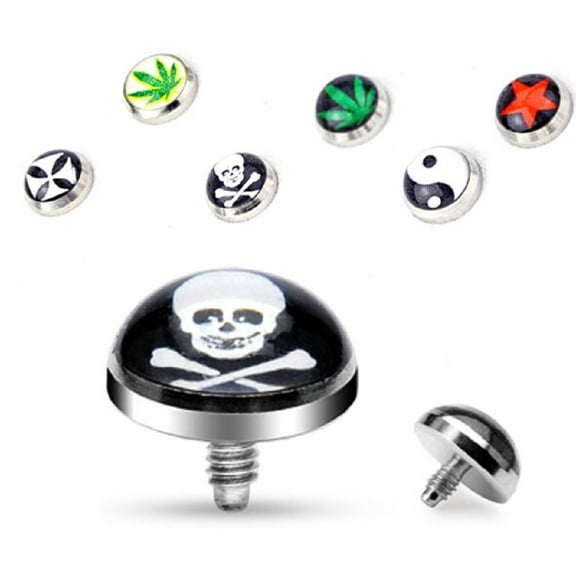 5mm Dome Logo Dermal Anchor Top Logo 316L Surgical Steel Assorted Package Set of 6