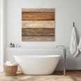 thumbnail image 3 of Farmhouse Beige Brown Wall Art Painting on Canvas, Vintage Wooden Striped Canvas Art Home Prints Wall Art Framed Modern Artwork for Living Room Bedroom Wall Decor 20x20in, 3 of 9