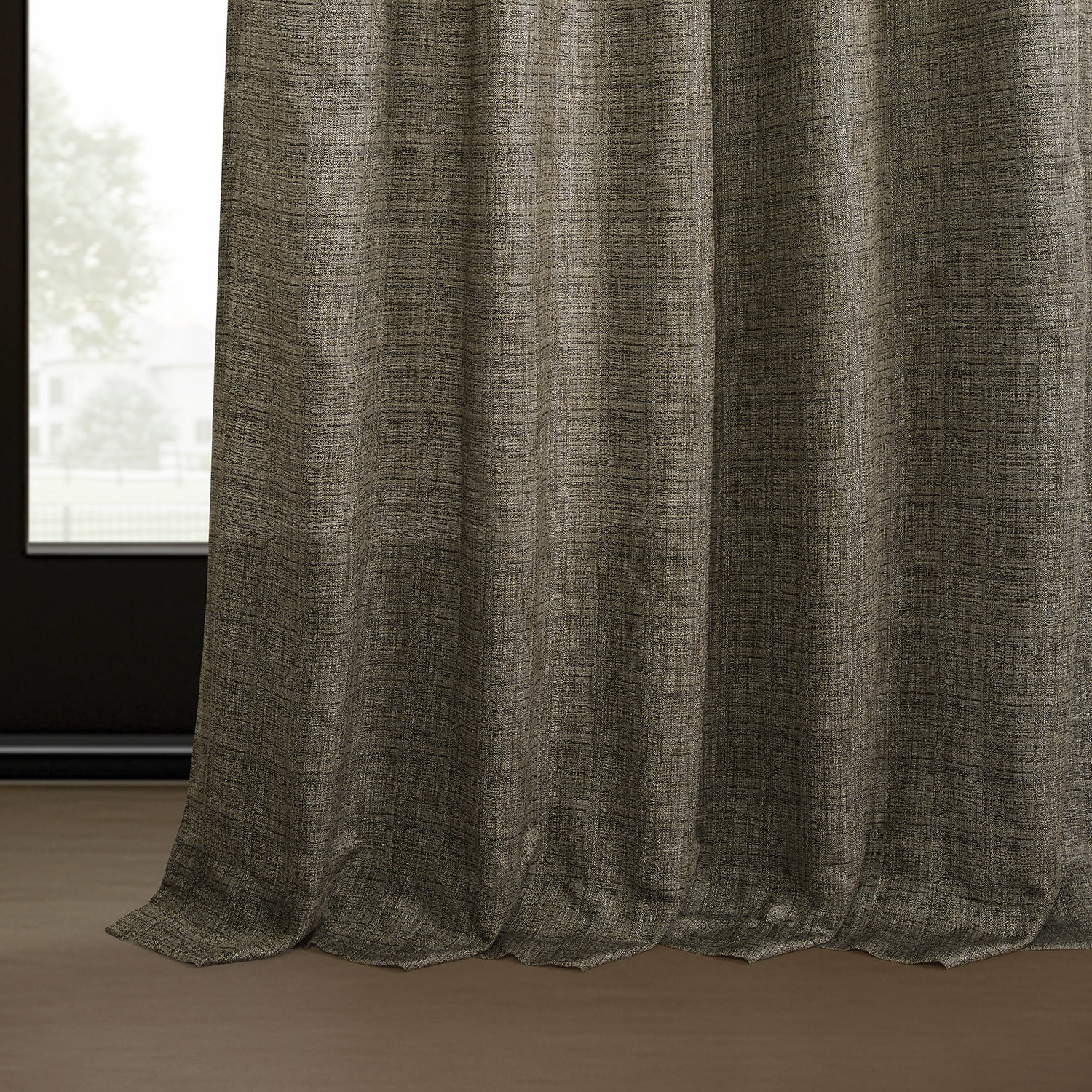 Half Price Drapes Dark Grey Raw Linen Weave Light Filtering Curtains for Bedroom (2 Panel), 50W X 96L