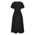 thumbnail image 6 of POTETI Womens Dresses Black Vintage Dress for Women Summer Crew Neck Solid Color Wrinkle Dress Boho Dresses for Women, 6 of 6