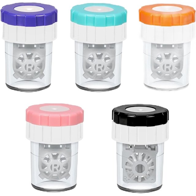 5 PCS Manually Contact Lens Washer CleanerManual Rotation Cleaning Container - Durable & Safe - Ideal for Everyday Use - Black, Blue, Pink, Orange, Green
