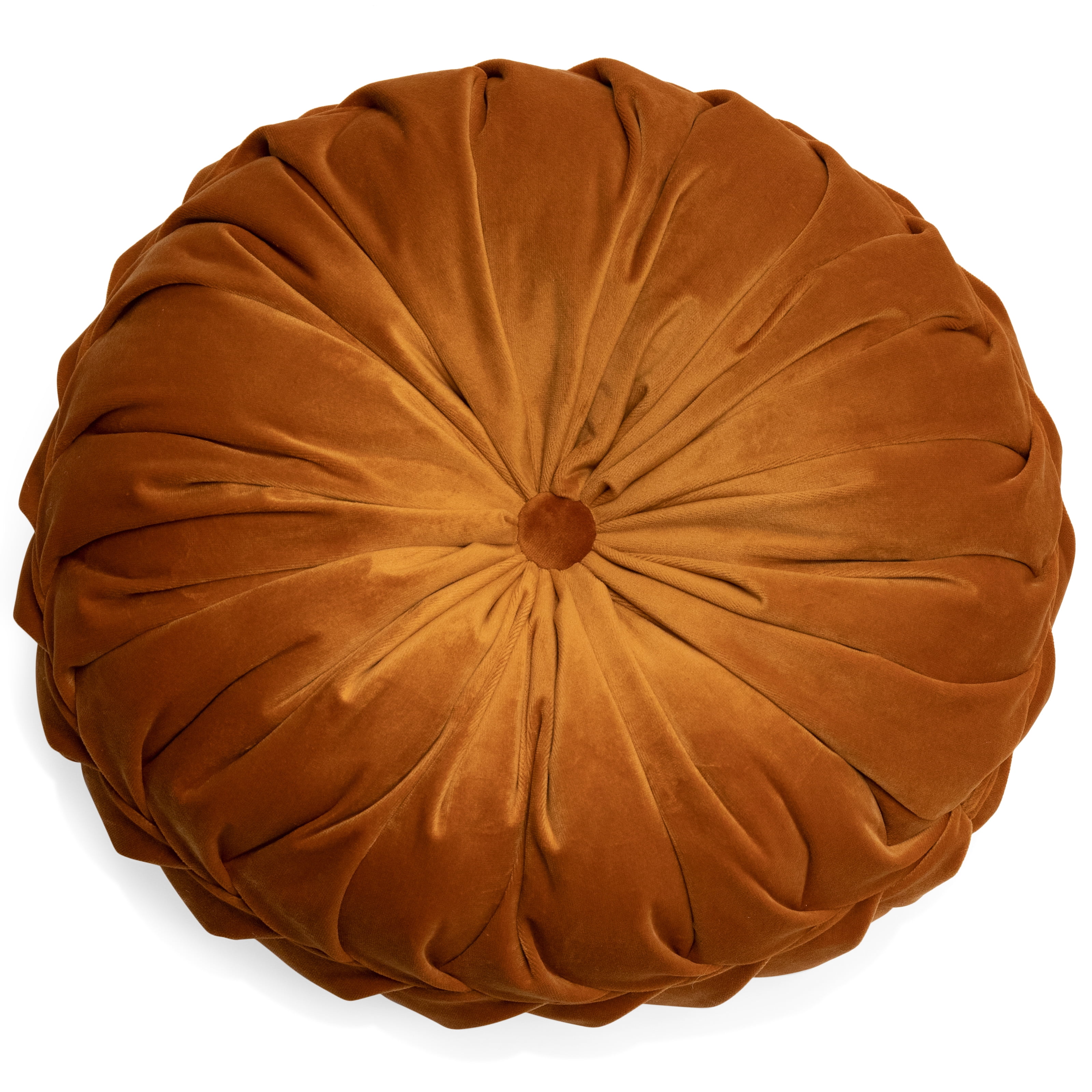 Round Pleated Velvet Decorative Pillow, 16" by Drew Barrymore Flower