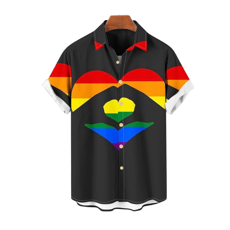 UVEASISHA Gay Pride Shirts Men,Men's Beach Shirts Gay Pride