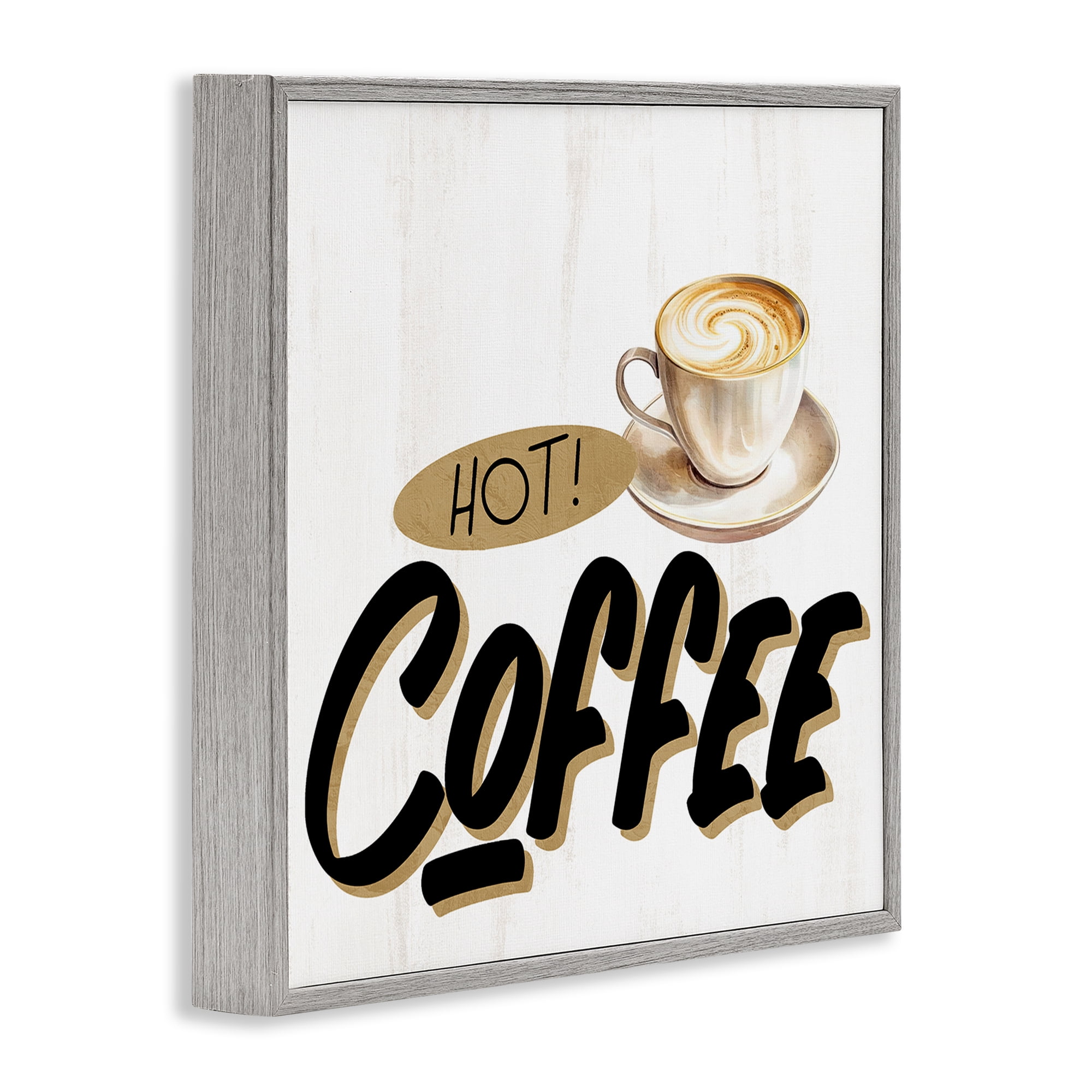 Stupell Industries Retro Fresh Hot Coffee Gray Framed Giclee Art, design by Kim Allen