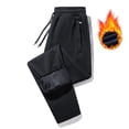 thumbnail image 5 of Mens Wide Leg Sweatpants Fleece Drawstring Elastic Waist Joggers with Zip Pockets Warm Winter Solid Color Workout Casual Lounge Pants, 5 of 6