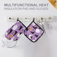 thumbnail image 4 of Yayeee Oven Mitts and Pot Holder Set of 4 Heat Resistant Kitchen Gloves Baking Hot Pad, Purple Halloween Pattern, 4 of 5