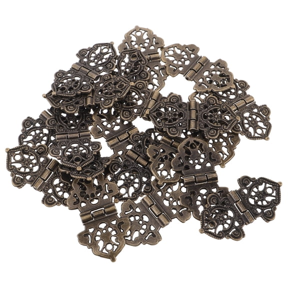 20pcs Small Hinges For Wooden Box - Hollow Antique Mini Folding Hinges - Retro Bronze Jewelry Box Decorative Hardware For Diy Projects