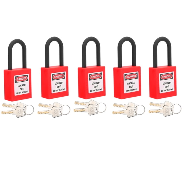 Lockout Lock, 38mm Nylon Engineered Security Padlock with Tagout Lock, Stop Using Warning Label and Writing Label, for Industrial Site, Suitable Factories