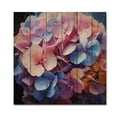 thumbnail image 3 of Designart "Pink Blue Hydrangea Blooming Euphony" Floral Print on Natural Pine Wood, 3 of 5