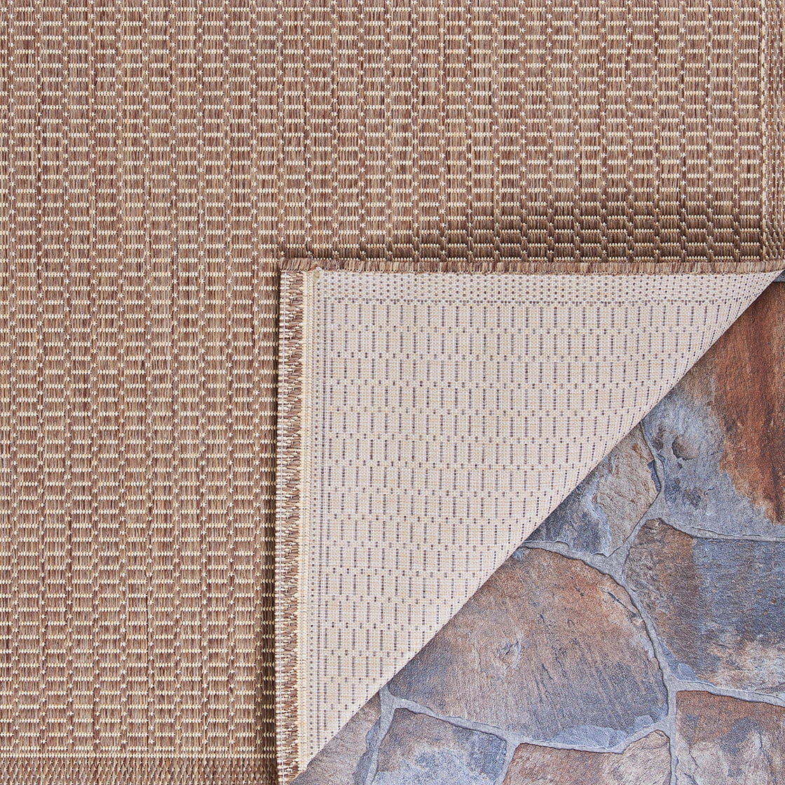 Couristan Recife Saddle Stitch 5'3" X 7'6" Brown- Tan Outdoor Rug