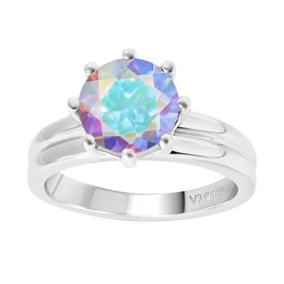 Sterling Silver with Mercury Opal Topaz Solitaire Ring