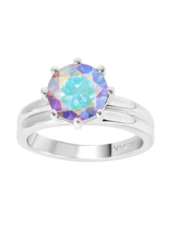 Sterling Silver with Mercury Opal Topaz Solitaire Ring
