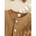 thumbnail image 6 of Summer Toddler Baby Girl Casual Dress Outfit Linen O-neck Ruffle Sleeveless Button Dresses Kids Girl Clothes, 6 of 9