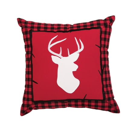 Buffalo Check Deer Applique Pillow