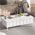 thumbnail image 4 of JERFIT White Lift-Top Coffee Table with Storage, 3-in-1 Convertible Folding Desk & Dining Table with 2 Drawers for Small Space Living Room, 4 of 10