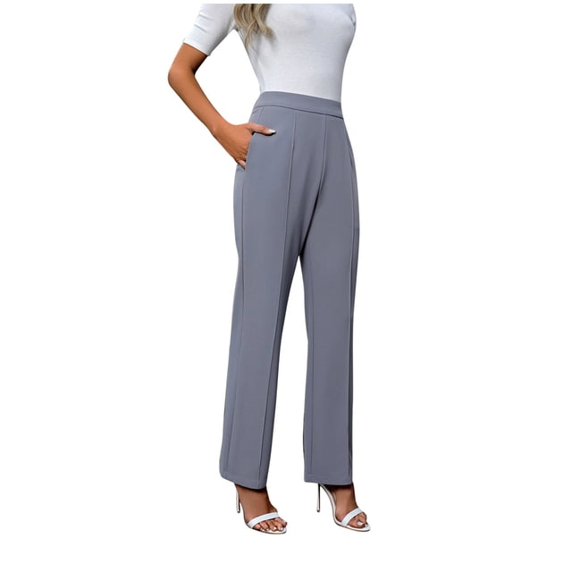 Solid Color Casual Straight Leg Pants, High Waist Wide Leg Design, Durable Cotton Blend, Versatile Urban Style, For Daily Wear, Easy Care Maintenance, Fashionable Bottoms, Trendy Streetwear,
