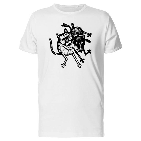 Cat Beating Dog Wrestling Tee Men's -Image by Shutterstock