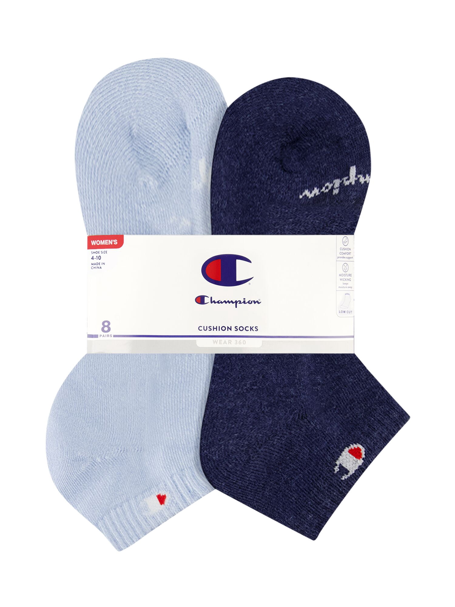 Champion Women’s Low Cut Cushioned Socks, 8 Pack, Sizes 4-10