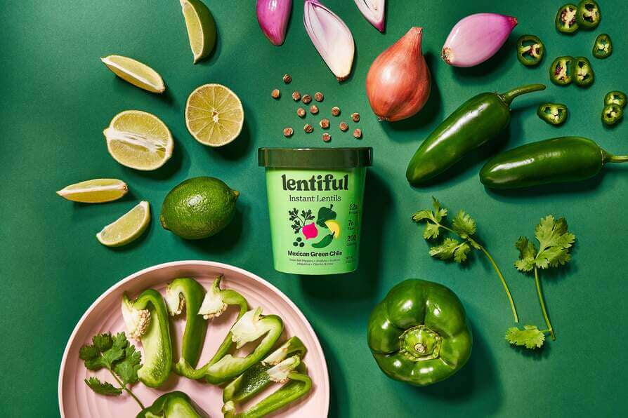 Lentiful Mexican Green Chile Instant Lentils - Vegan, Gluten-Free, Ready-to-Eat, Meal in Cup, 57g