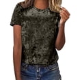 thumbnail image 2 of Clothes Womens Kelon Women's Tops Short Sleeve Shirts Crew Neck Velvet Business Casual Outfit Summer Fashion Clothing, XL, 2 of 8
