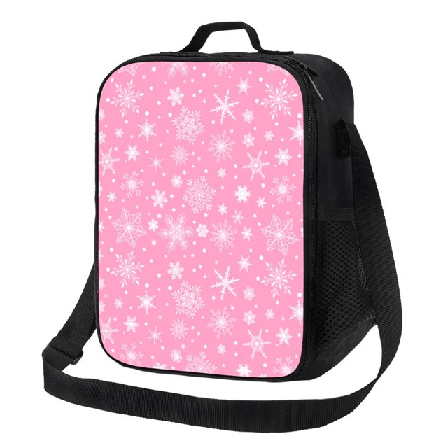 Fotbe Snowflake pink backgrounds Lonchera Bolsa de Almuerzo para Hombres y Mujeres, Lonchera de Gran Capacidad, Bolsa de Almuerzo Reutilizable, Bolsa Térmica Aislante