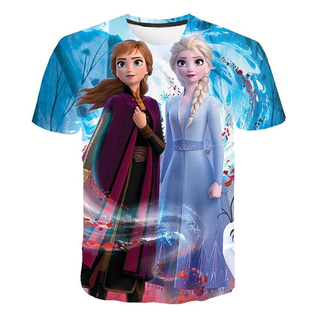Verano niños Frozen 2 camisetas niñas manga corta Elsa Anna dibujos animados camisetas niños serie Disney impresión Casual camisetas 7T Gao Jinjia LED