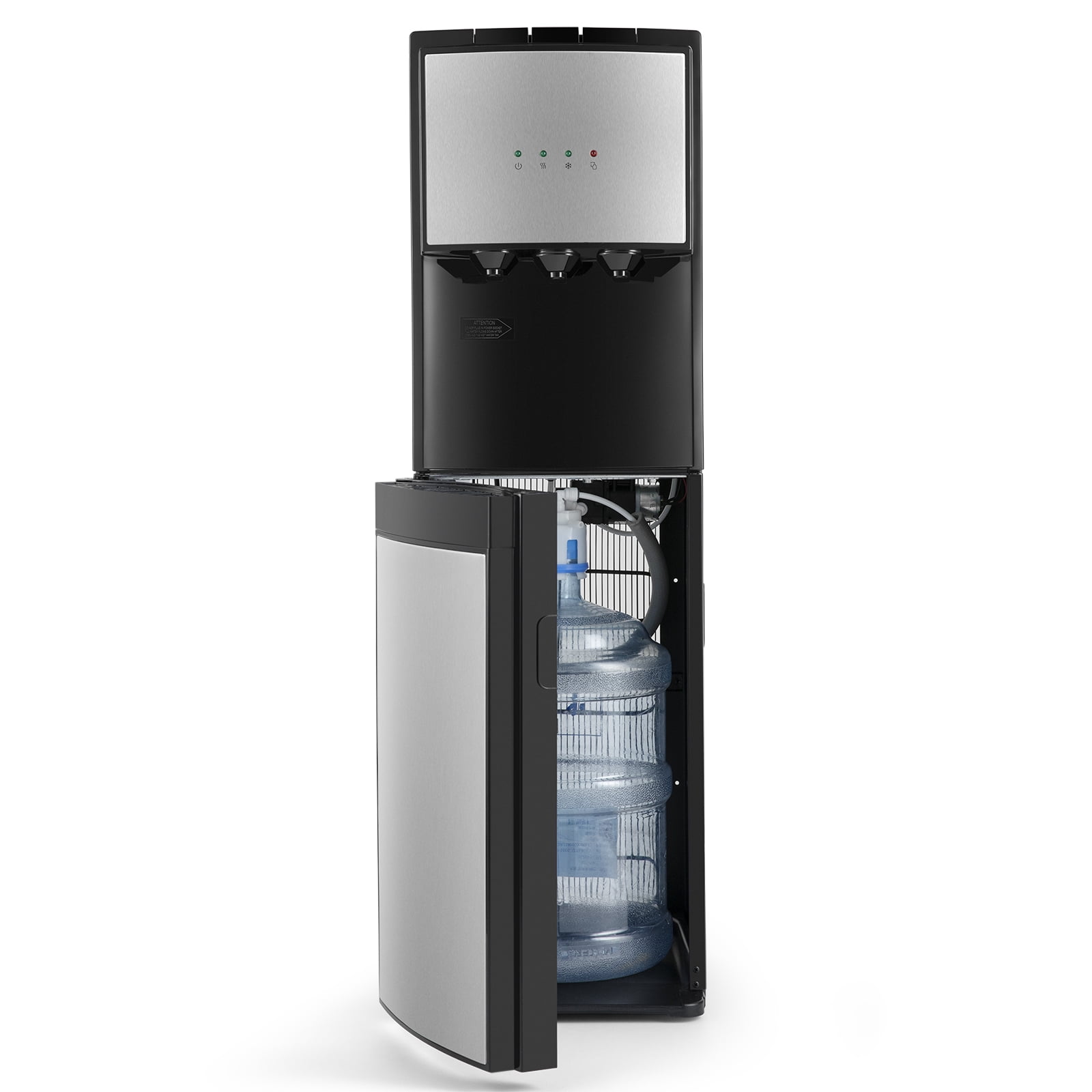 Bottom Loading 5 Gallon Water Cooler Dispenser Hot/Cold/Room 3 Temperature Compressor Cooling with Child Safety Lock(Silver,Black)