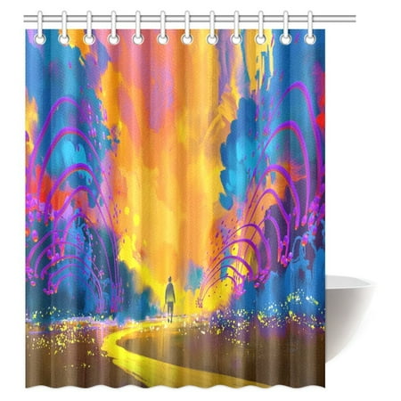 Pop Abstract Home Shower Curtain Man Walking To Abstract