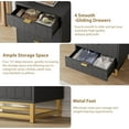 thumbnail image 6 of IdealHouse Modern 4 Drawer Dresser, Wide Chest with Gold Metal Legs & Handles, Wood Storage Organizer for Bedroom, Living Room, Hallway, Black, 6 of 6