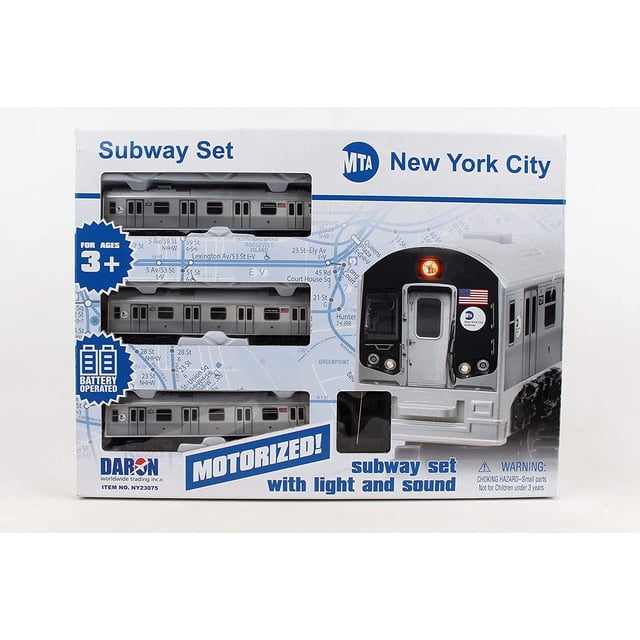Nueva York MTA Ciudad de Nueva York 3 Pc. Tren a batería con vía, 39 "X 25" New York MTA New York MTA