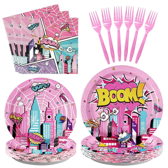 Set de artículos de fiesta Grencian Spider Pink Girl para 24 personas