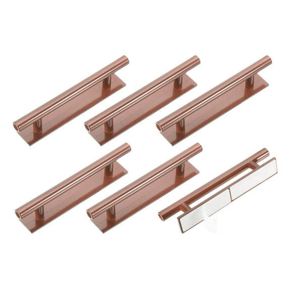 Uxcell 6 Pack Self-Stick Push Pull Helper, 6 Inch Plastic Adhesive Cabinet Handles Round Stick-on Handle for Kitchen Cabinet Window Sliding Closet Door Wardrobe(Rose Gold)