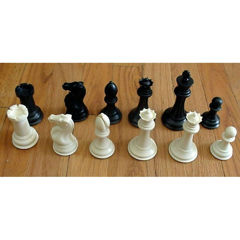Analysis Size Standard Club Plastic Chess Set Black & Ivory Pieces - 3 King