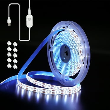 Viaky Motion Sensor LED Light Strip, 16.4ft Strip Light USB Powered with 10 Extra Adhesive Cable Clips, 5V Day Night Modes & Dimming Brightness for Bedroom Decor Adhesive Tape Free Cutting Rope Lights