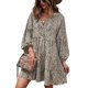 thumbnail image 1 of Vestido de túnica de verano para mujer, manga larga con hombros caídos, cuello en V, estampado de pantera, vestido de manga larga para fiesta, viajes de negocios, 1 of 8