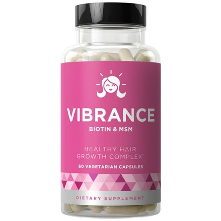 VIBRANCE Hair Growth Vitamins - Grow Strong Hair Faster, Improve Thickness, Stimulate Length, Fight Thinning Hair - Biotin & OptiMSM - For All Hair Types - 60 Vegetarian Soft (Best Supplements For Hair Growth And Thickness In India)