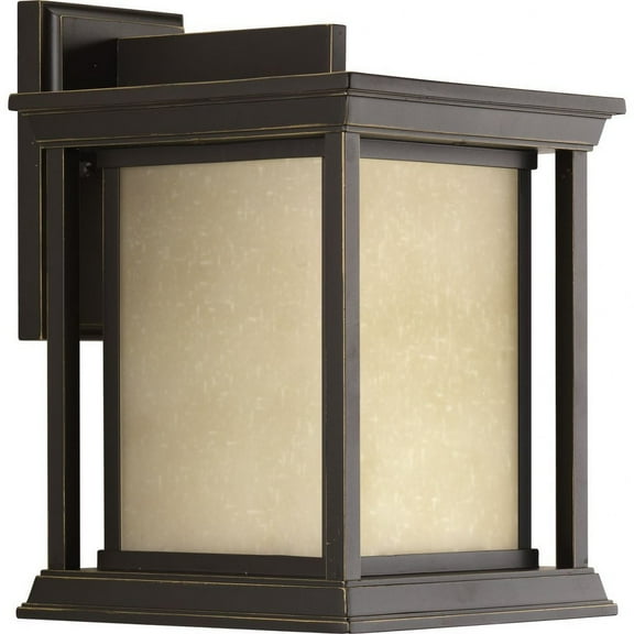 Progress Lighting Endicott 1-Light Outdoor Wall Lantern, Antique Bronze, Linen Glass Shade