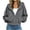 Gray, variant on Ozmmyan Womens Cropped Zip Up Hoodie Ribbed Texture Drawstring Hooded Sweatshirt Jacket with Pockets Casual Fall Outerwear Streetwear Top
