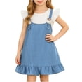 thumbnail image 2 of Afuyipoi Toddler Girls Casual Ruffle Sleeve Denim Dress (6 Months-4 Years) Summer Soft Cotton Cowboy Skirt A-Line Sundress for Photoshoot Light Blue 3T, 2 of 7