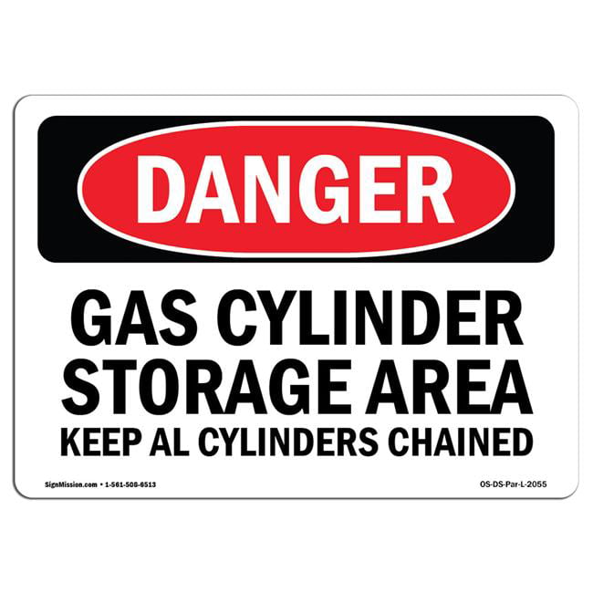 Gas Cylinder Storage Area Keep All CylindersSign or Label OSHA Danger 