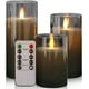 thumbnail image 1 of Paquete de 3 velas LED sin llama JAMW vidrio negro premium con control remoto, 1 of 5