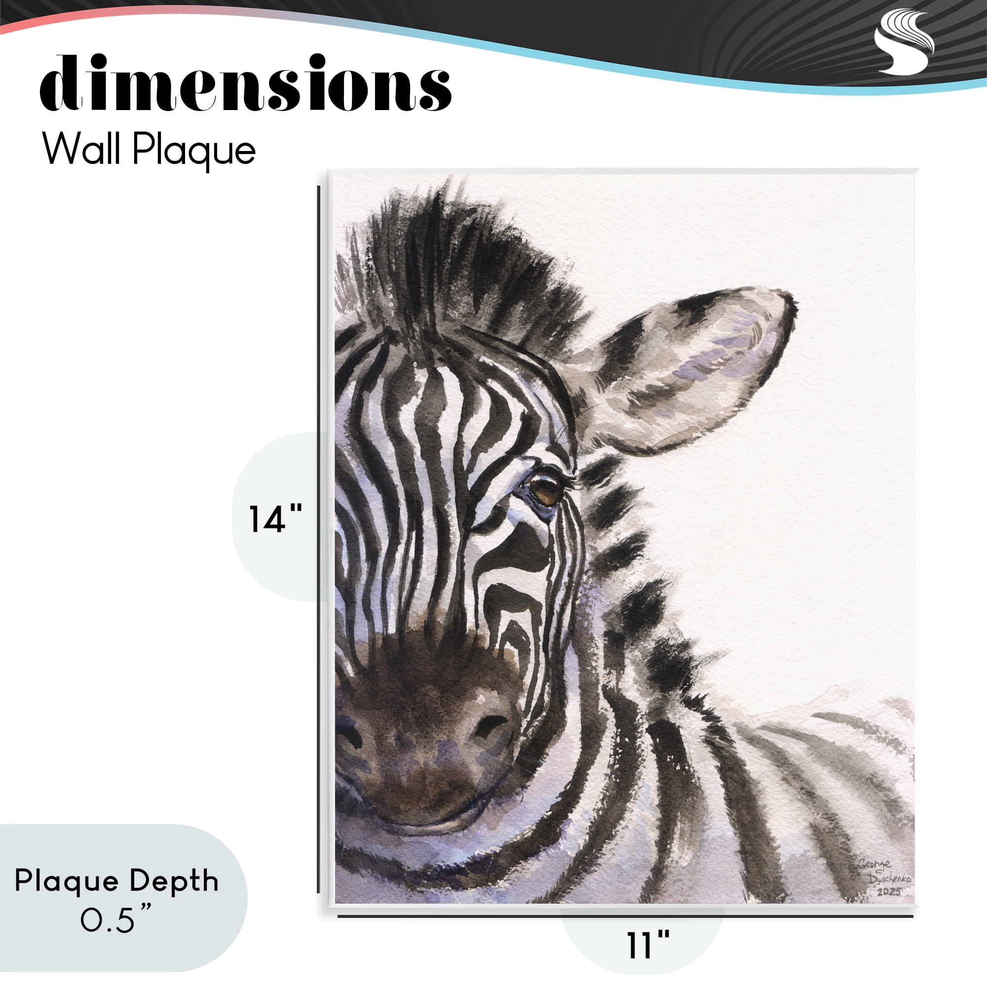 Stupell Industries Zebra Portrait on White Wall Plaque Art, design by George Dyachenko