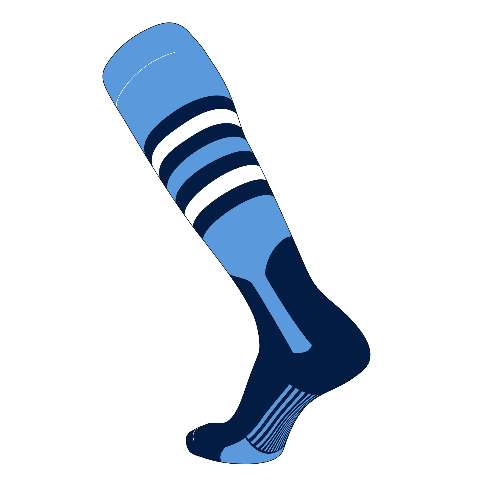 TCK Elite Baseball Knee High Stirrup Socks (I, 7in) Baby Blue, Navy