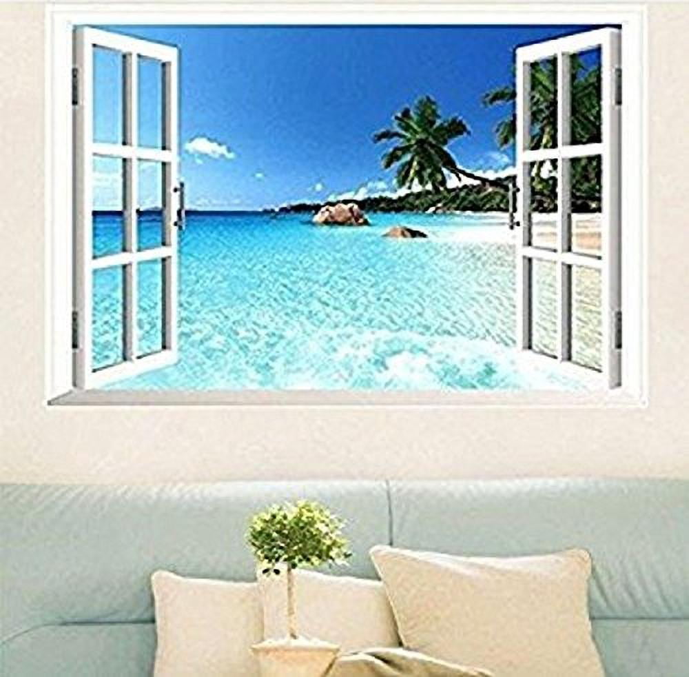 36x48 inches Window View Wall Mural It's Raining Outside