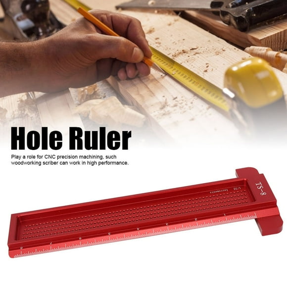 Woodworking Ruler T Type Square Ruler Woodworking Hole Ruler, Aluminum Tshaped Measuring Tool Mini Scriber for Hardware for CNC Accurate Machining