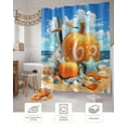thumbnail image 7 of Fall Thanksgiving Shower Curtain Set ，Waterproof Fabric Shower Curtains Beach Orange Pumpkin Starfish Seagull Shower Curtains for Bathroom,Bathroom Decor 66"x72", 7 of 7