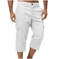 thumbnail image 6 of Eltusu Men's Cargo Pants, Solid Color Below the Knee Casual Elastic Waistband Capris Pants White Size S, 6 of 9