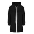 thumbnail image 3 of Resicozy Womens Zip Up Long Hoodies with Two Way Zipper Fashion Oversized Tunic Sweatshirts Long Sleeve Jackets with Pockets Black XL, 3 of 5