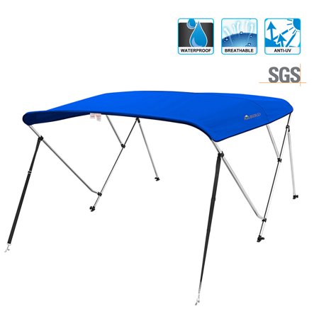 Bimini Acrylic Fabric Top - KING BIRD 3 Bow Boat Bimini Top Cover Boat Canopy Sun Shade Waterproof 1 Inch Stainless Aluminum Frame 50
